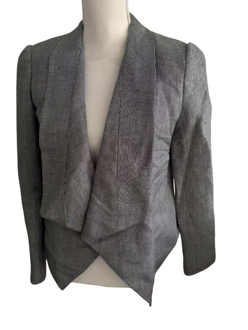 CALVIN KLEIN Gray Black Patterned Blazer Jacket Size 6 - Picture 5 of 7